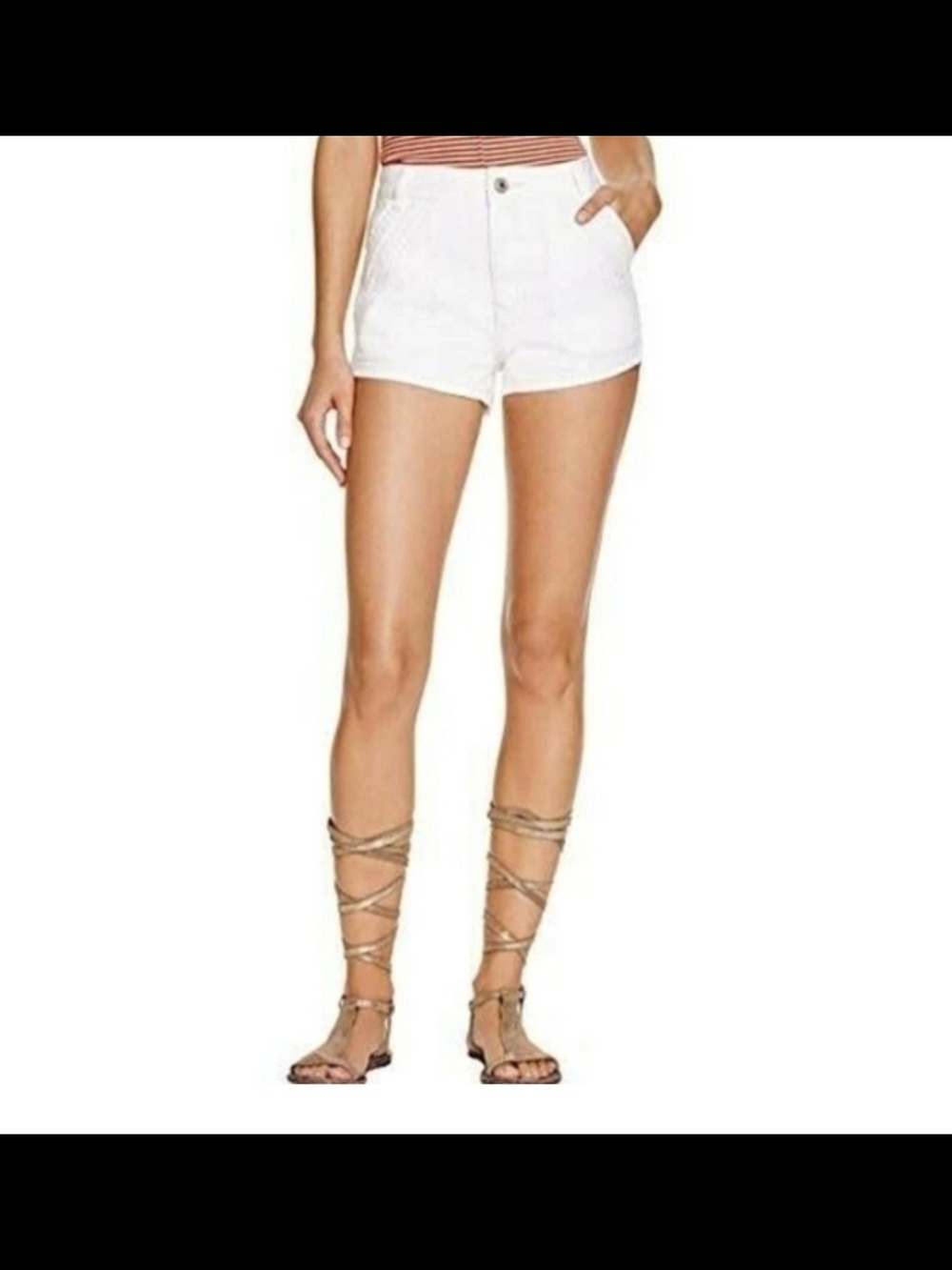 Free People White High-Rise Denim Cutoff Shorts